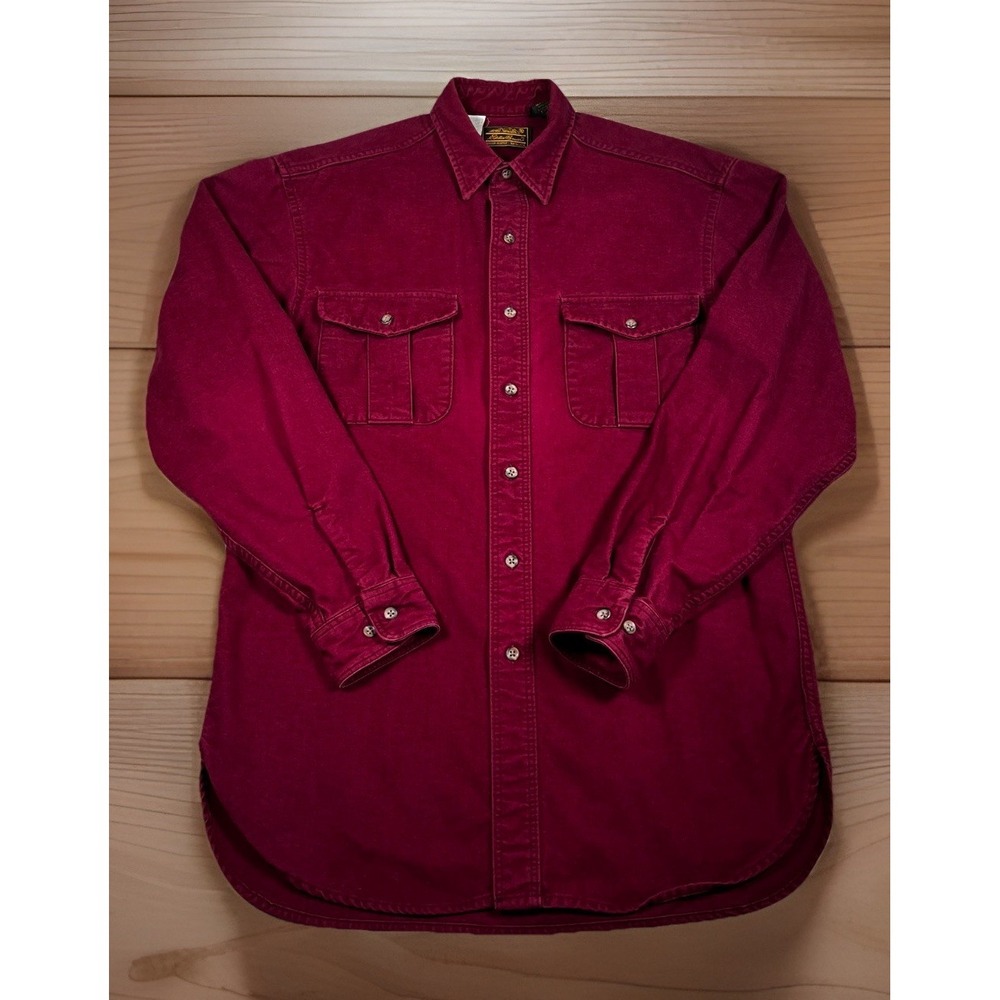 Vintage Eddie Bauer Moyen‎ Ultra Long Cotton Shirt Men M-Tall Thick Long Sleeve